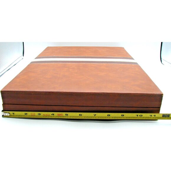 Leather Felt Backgammon Game Storage Case No Pieces Parts Replacement Collection - Picture 11 of 12